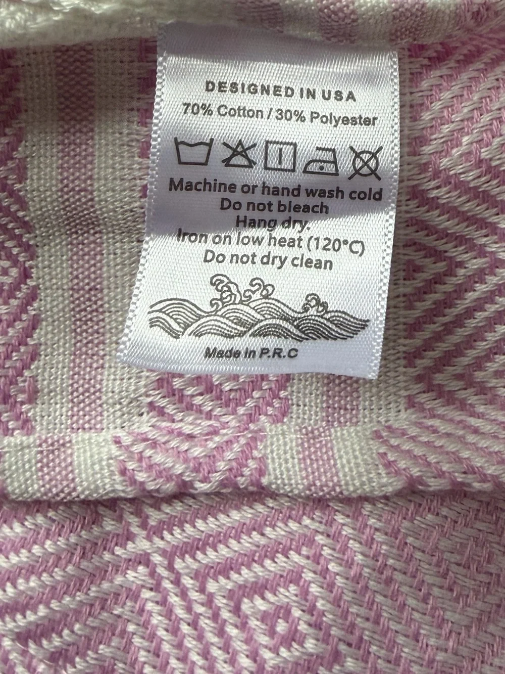 Turkish Beach Towel — Pink & White Diamond Weave
